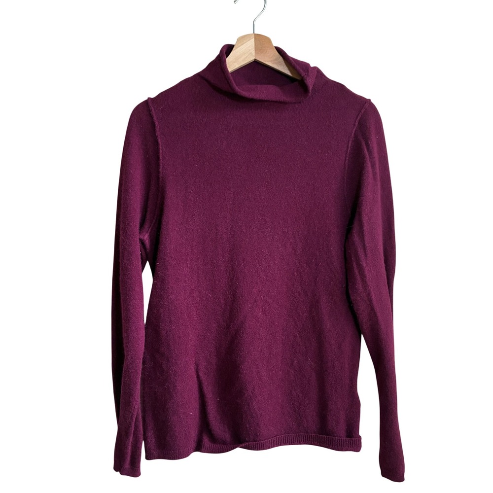 Telluride Clothing Co 100% Cashmere Turtleneck Sweater L Burgundy Women 2-Ply